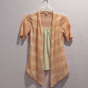 Peach Cardigan-Attached Shirt